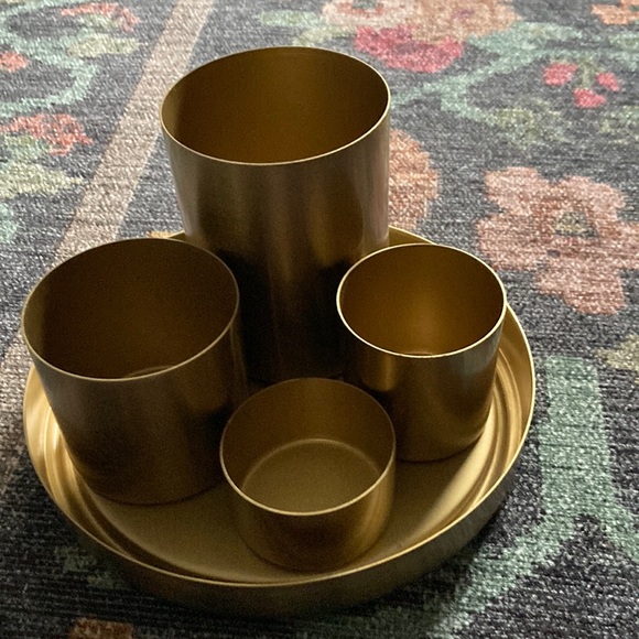 World Market Kiara Gold 4 Cup Desk Organizer With Tray - Picture 3 of 5